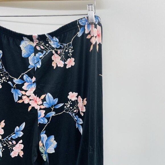 Flora by Flora Nikrooz Womens Size XL Pull On Floral Print Pajama Pants in Black - Picture 4 of 7